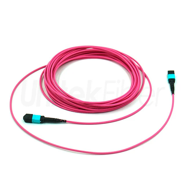 MPO-MPO 24 Fiber Patch Cord Type B OM4 50125um Pink 2.0mm MM 40G Data Center Cabling