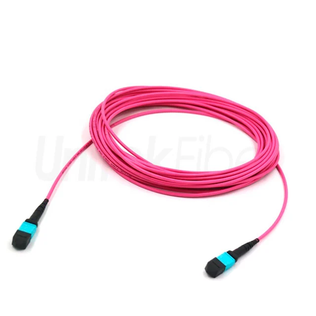 MPO-MPO 24 Fiber Patch Cord Type B OM4 50125um Pink 2.0mm MM 40G Data Center Cabling