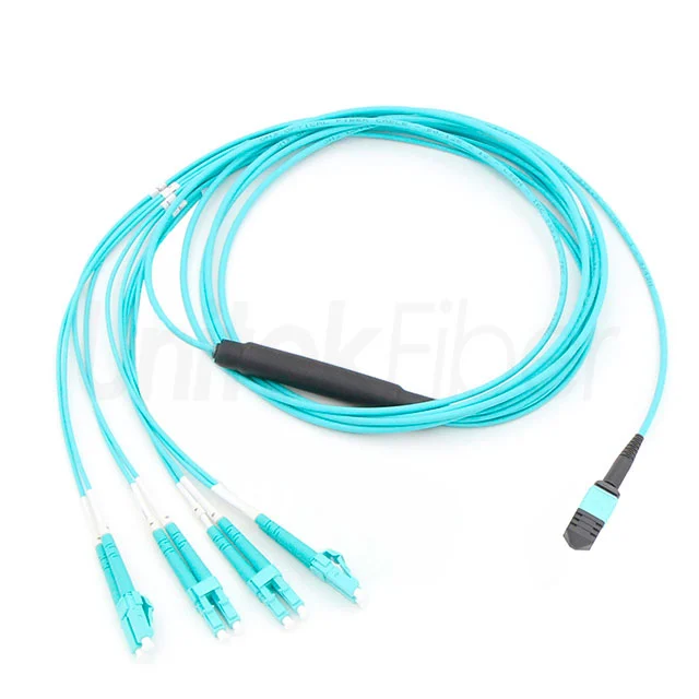 mpo fiber cable to lc fiber optic patch cord 8 12 cores om3 with 2