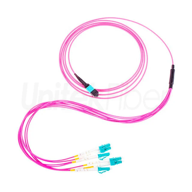 MTP Female to 4 LC UPC Duplex 8 Fibers Type B Plenum (OFNP) OM4 50/125 Multimode Breakout Cable