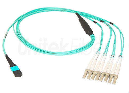 MPO Fiber Cable to LC Fiber Optic Patch Cord 8 12 Cores OM3 with 2.0mm Pigtail