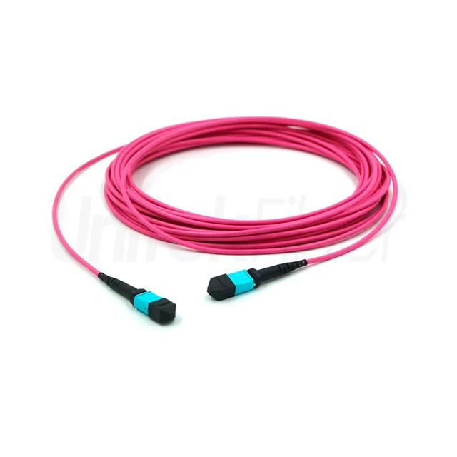 MPO-MPO 24 Fiber Patch Cord Type B OM4 50125um Pink 2.0mm MM 40G Data Center Cabling