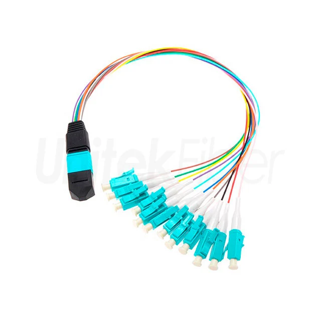 12Cores Female MTP to 0.9mm LC Type B SM G657A2 Corning Fiber OFNP 0.3m Fiber Optic Jumper