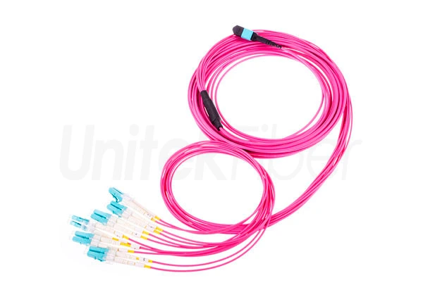 mtp lc fiber optic fanout 12 cores om4 erica violet ofnp 1