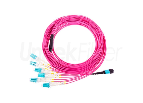 mtp lc fiber optic fanout 12 cores om4 erica violet ofnp 2