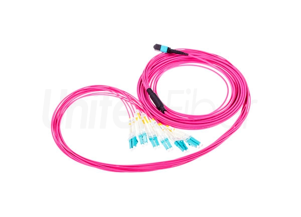 mtp lc fiber optic fanout 12 cores om4 erica violet ofnp 4