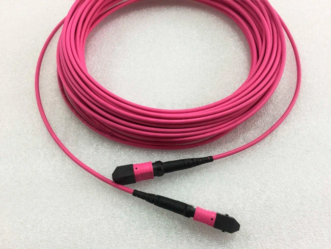 high density mpo mtp fiber cable mpo mpo trunk cable 12 cores om4 pink 10m lszh 2
