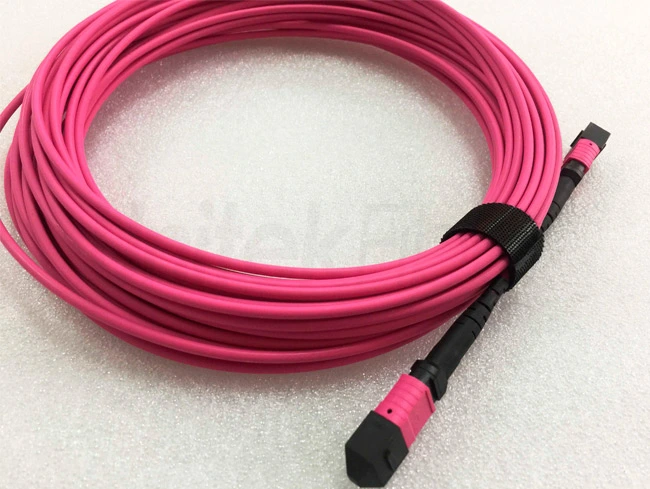 high density mpo mtp fiber cable mpo mpo trunk cable 12 cores om4 pink 10m lszh