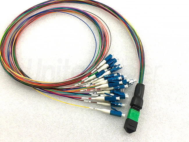 Fiber Optic Patch Cable|24 Cores MPO APC to LC UPC Fanout Jumper 0.9 mm Corning Fiber G657A1 LSZH