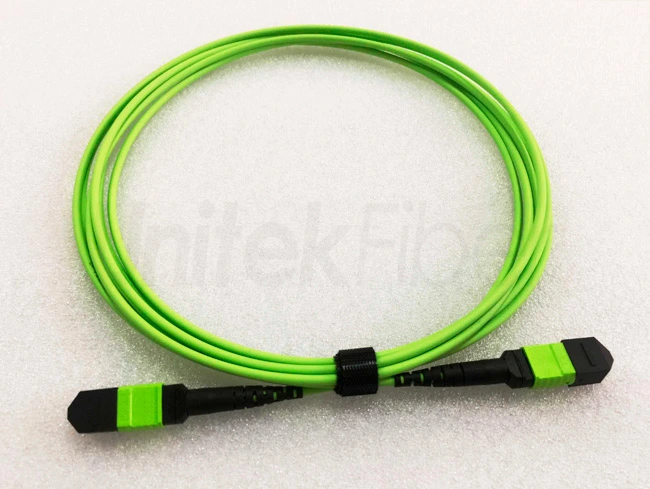 Data Center MTP MPO Fiber Cable|12 Cores MPO- MPO Fiber Optic Jumper OM5 Green 1M LSZH