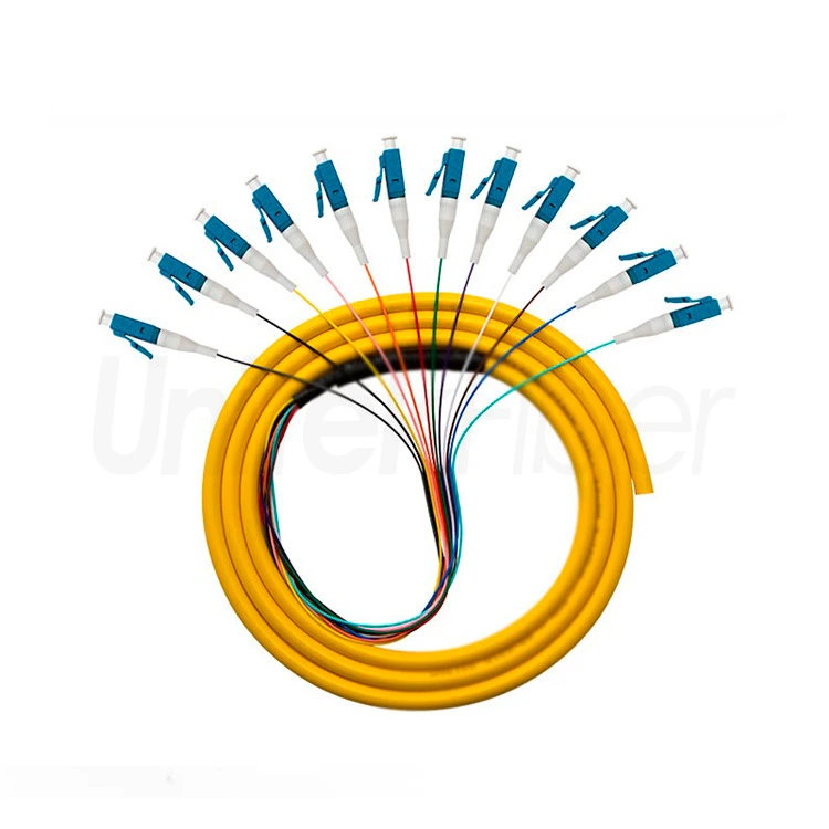 Breakout Fiber Pigtail 12Fibers LC SM G652D G657A1 3M Corning OFNR Bulk Fiber Optic Distribution Pigtail