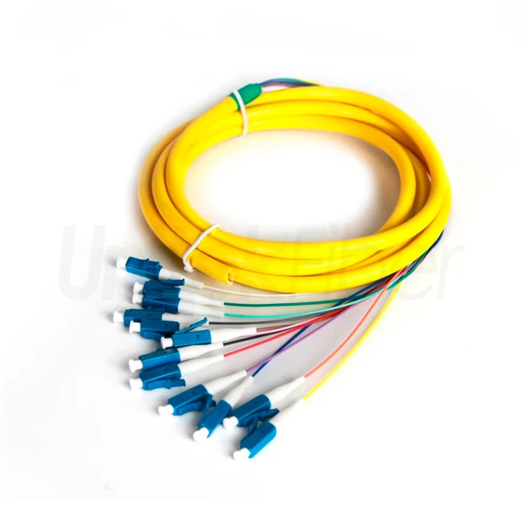 breakout fiber pigtail 12fibers lc sm g652d g657a1 3m corning ofnr bulk fiber optic distribution pigtail