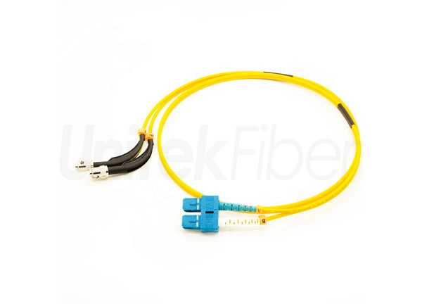 Patchcord 90 Degree Bent Boot ST/UPC-SC/UPC Fiber Optic Jumper Duplex SM Yellow