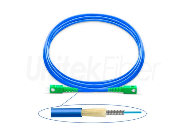 FTTH Armored Fiber Optic Patch Cord 3.0mm SC/APC-SC/APC SM SX Corning G657A1 LSZH 1M