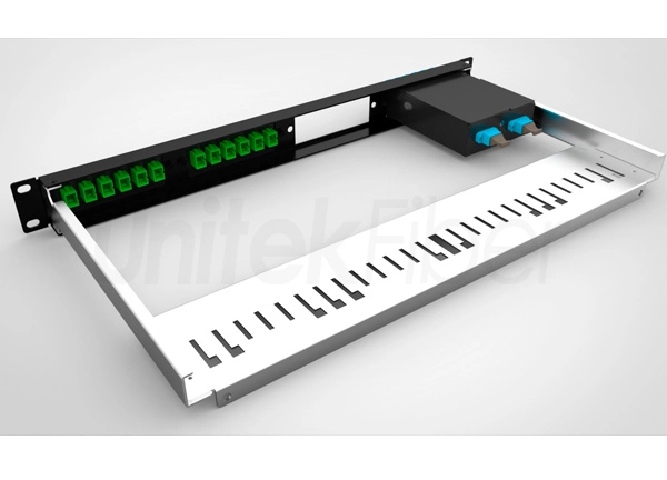 1U 19-inch Rack Mounted Fiber Optic Patch Panel Shelf for MPO LC SC ST FC Ports