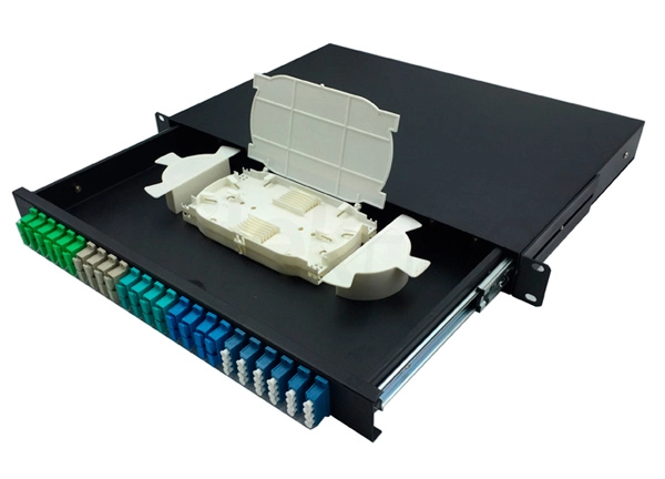 19-inch Telecomm FTTH Sliding Fiber Optical Panel Box 24 Fibers LC SC FC ST Connectors