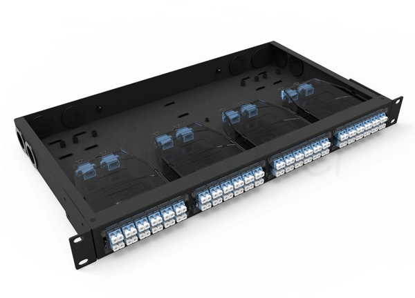 10G OM3 Fixed Type MPO MTP Fiber Optic Patch Panel Rack for 4 Panel Cassettes