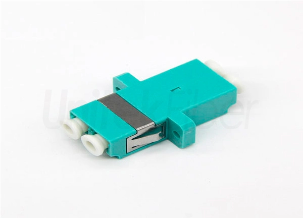 Fiber Optical Flange Adapter Coupler LC Duplex 0.2dB 10G OM3 Aqua Color