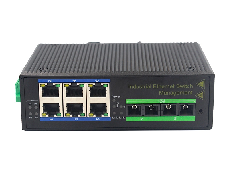 Managed Industrial Ethernet Switch 2 Optical Ports and 6 RJ45 Ports 100m China Wholesale