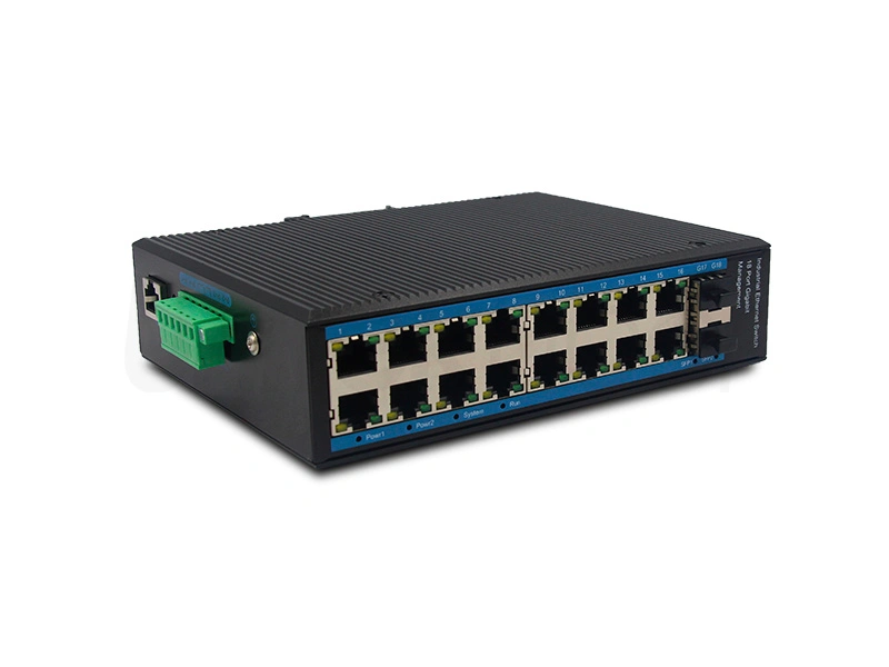 China High Performance Industrial POE Switch with 16 RJ45 Electrical Ports