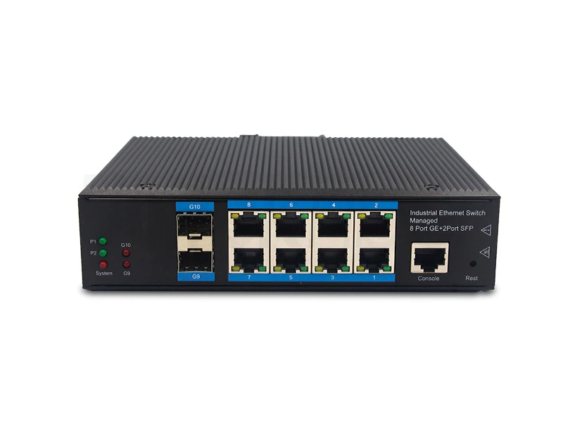 data center managed 8 electrical ports full gigabit industrial ethernet switch with 2 sfp ports 2