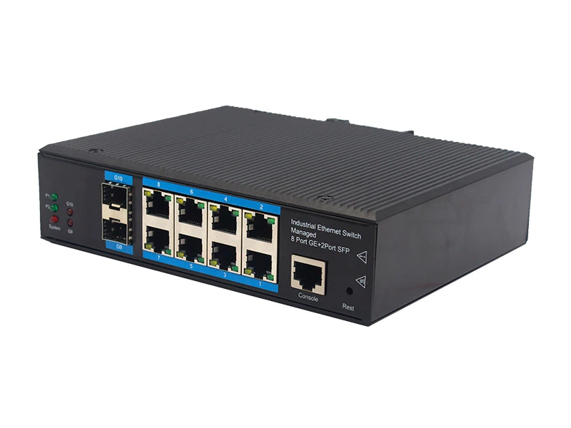 Data Center Managed 8 Electrical Ports Full Gigabit Industrial Ethernet Switch with 2 SFP Ports