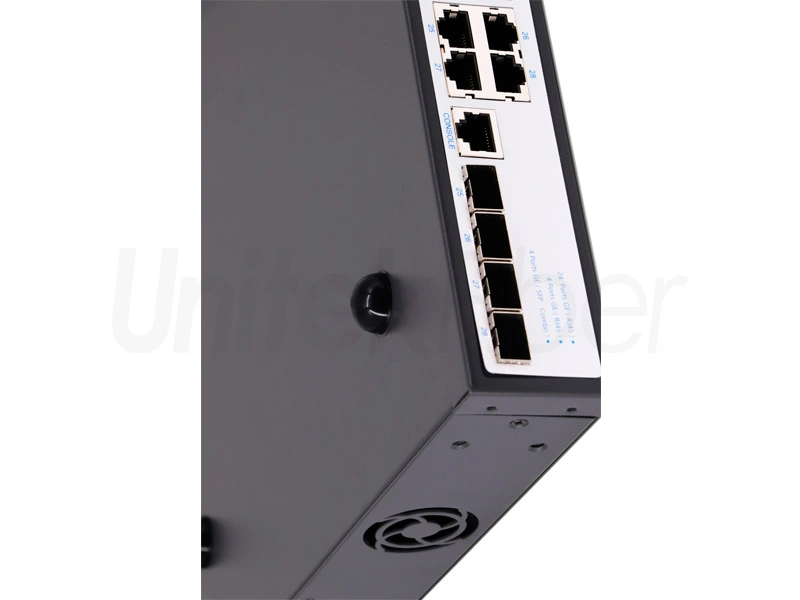 Industrial POE Switch 24-port 10M 100M 1000M 4-ports SFP and 8 Combo Ports Steel Alloy