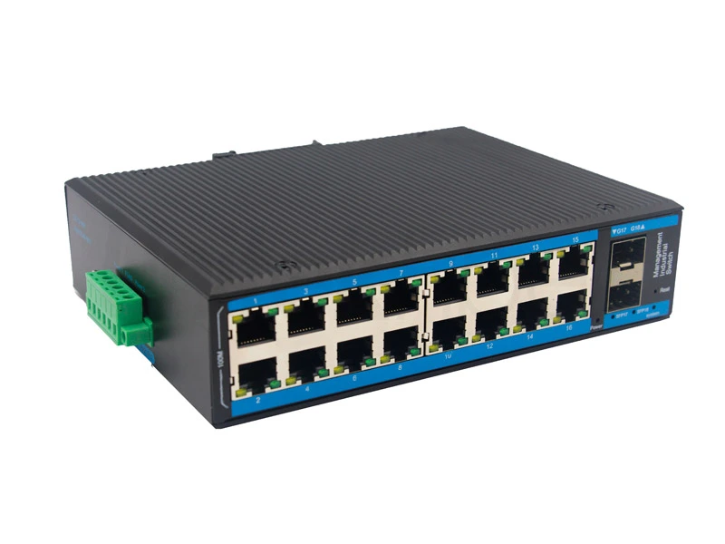 plug and play 16 100m rj45 ports and 2 1000m sfp ports managed industrial ethernet switch 2