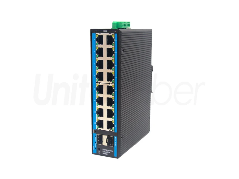 Plug-and-play 16 100M RJ45 ports and 2 1000M SFP Ports Managed Industrial Ethernet Switch