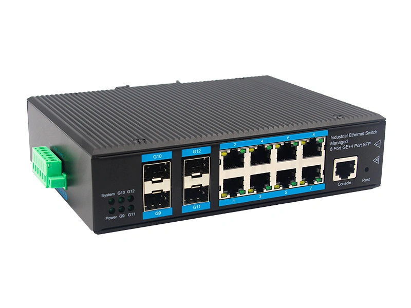 customized 10m 100m 1000m 4 sfp ports 8 rj45 ports full gigabit managed industrial ethernet switch 2