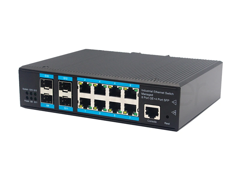customized 10m 100m 1000m 4 sfp ports 8 rj45 ports full gigabit managed industrial ethernet switch 3