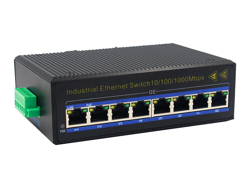 Din-Rail Mount 10M 100M 1000M Gigabit Electrical 8 Ports Industrial POE Switch