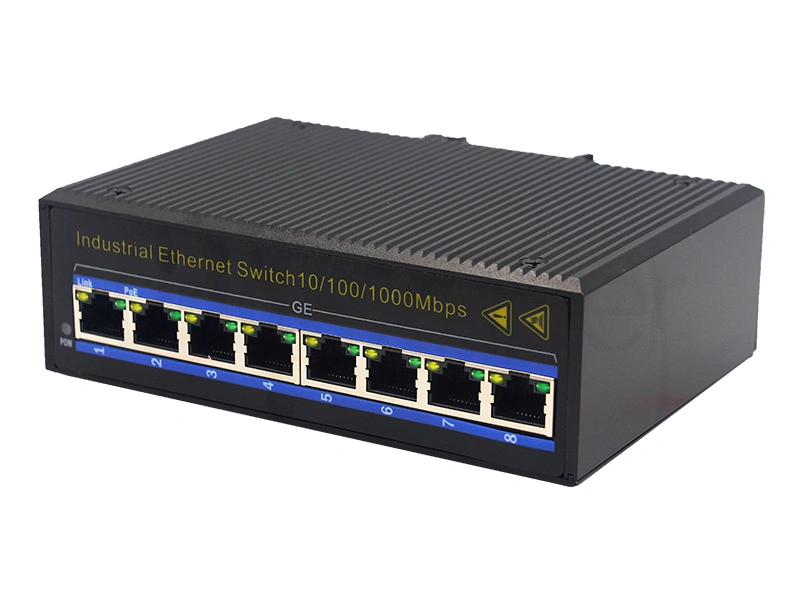 Din-Rail Mount 10M 100M 1000M Gigabit Electrical 8 Ports Industrial POE Switch