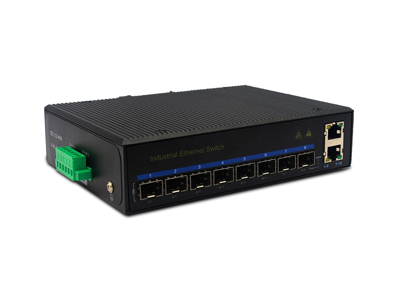 high reliability industrial poe switch full gigabit sfp 8 ports 1000m electrical 2 ports 2