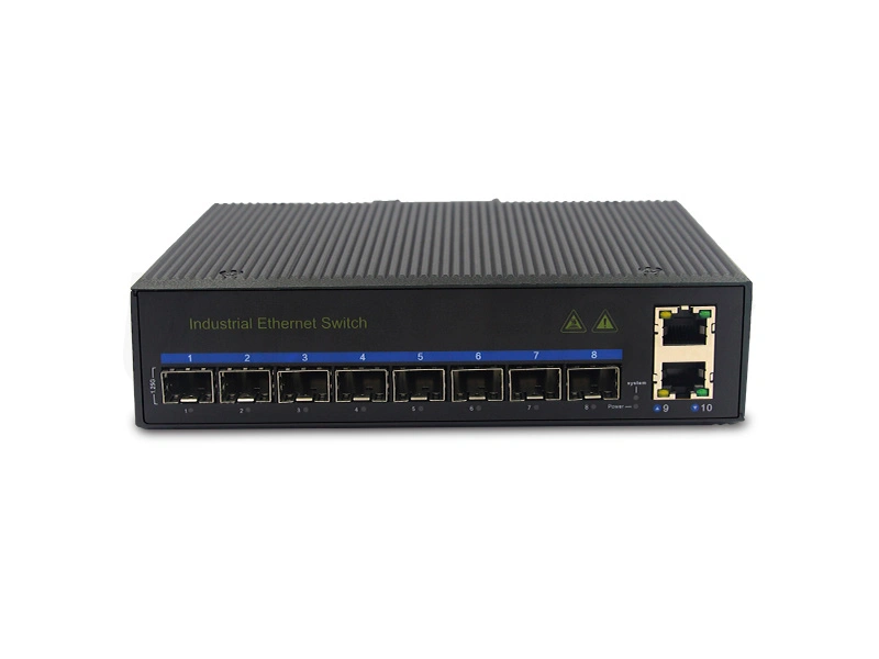 High Reliability Industrial POE Switch Full Gigabit SFP 8 Ports 1000m Electrical 2 Ports