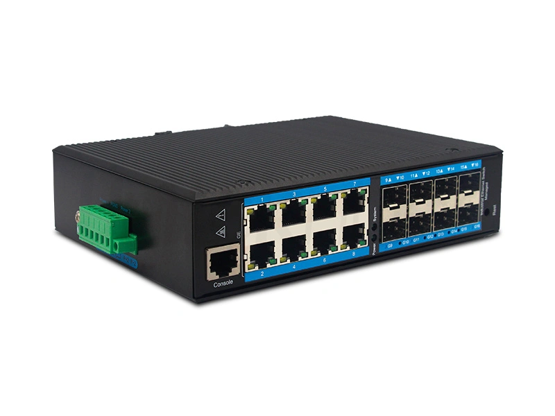 industrial grade ethernet switch high stability managed full gigabit switch with 8 ports rj45 and 8 ports sfp 2
