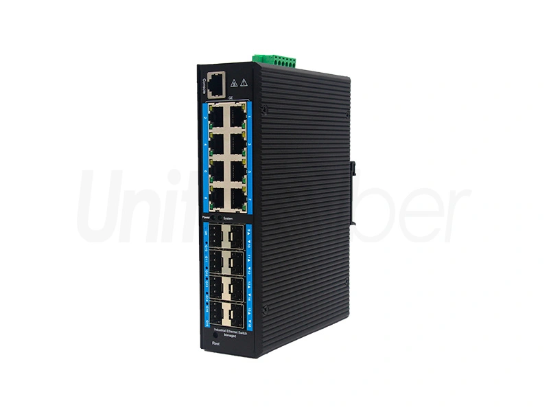 industrial grade ethernet switch high stability managed full gigabit switch with 8 ports rj45 and 8 ports sfp 3