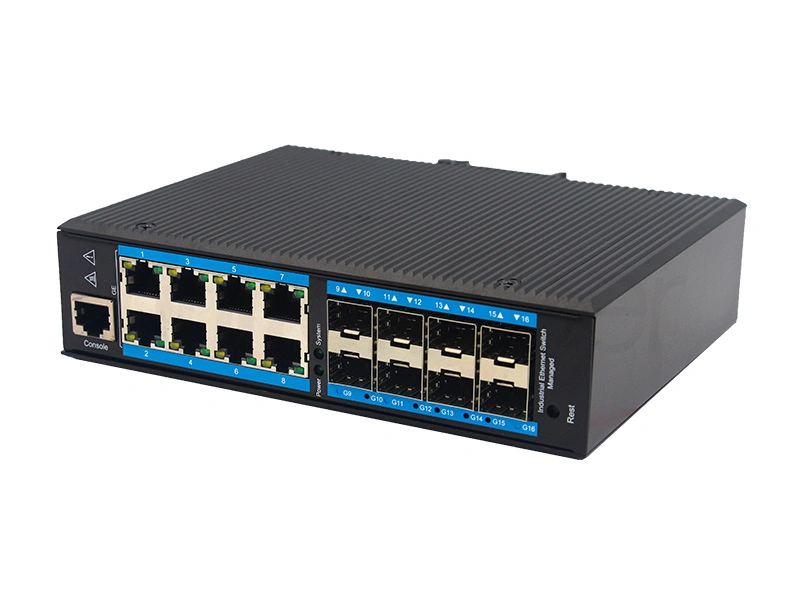 industrial grade ethernet switch high stability managed full gigabit switch with 8 ports rj45 and 8 ports sfp 4