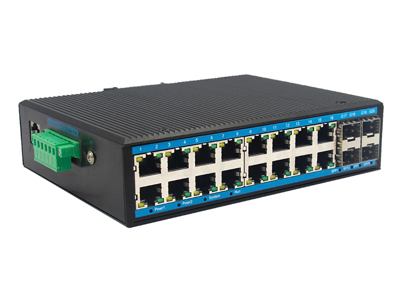 Wall Mount Din Rail Gigabit 16 Port RJ45 4 Port SFP Unmanaged Industrial Ethernet Switch