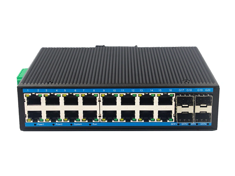 wall mount din rail gigabit 16 port rj45 4 port sfp unmanaged industrial ethernet switch