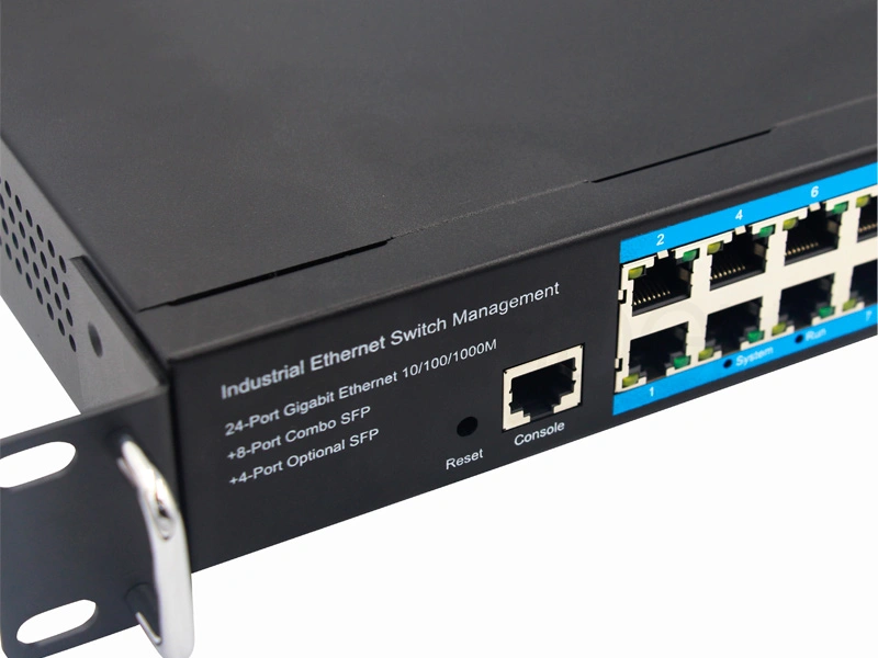 wholesales full gigabit managed industrial ethernet switch 24 ports rj45 8 combo ports 4 optional sfp ports 4