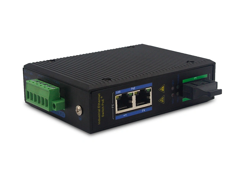 High Quality 1 Fiber Optical Port RJ45 2 Ports Network 10M 100M Industrial  Ethernet PoE Switch