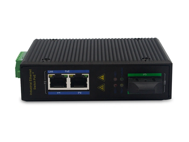 High Quality 1 Fiber Optical Port RJ45 2 Ports Network 10M 100M Industrial Ethernet PoE Switch