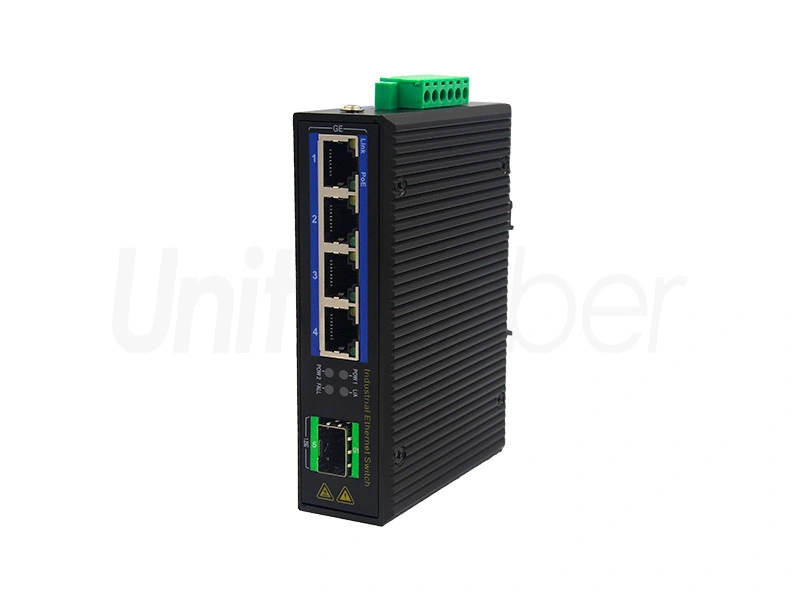 10M 100M 1000M High Reliability Industrial PoE Ethernet Switch with 4 Electrical Ports and 1 SFP Port