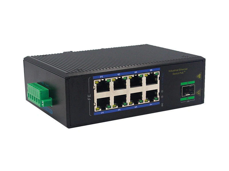 10M/100M 8 ports RJ45 and 1000M 1 Optical Port Non-managed Industrial PoE Ethernet Switch