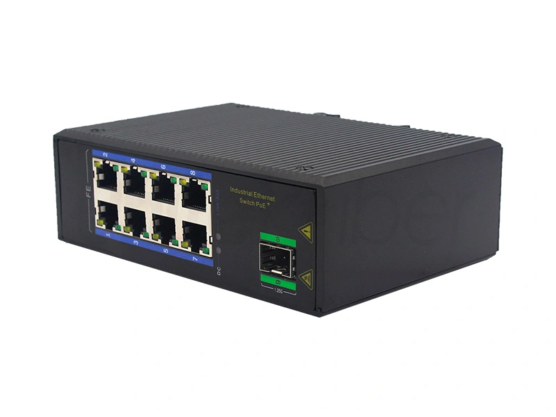 10M/100M 8 ports RJ45 and 1000M 1 Optical Port Non-managed Industrial PoE Ethernet Switch