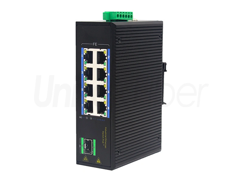 10M/100M 8 ports RJ45 and 1000M 1 Optical Port Non-managed Industrial PoE Ethernet Switch