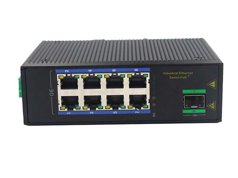 10M/100M 8 ports RJ45 and 1000M 1 Optical Port Non-managed Industrial PoE Ethernet Switch