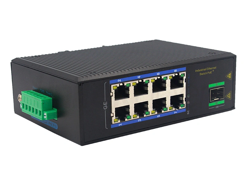 PoE Gigabit Industrial Ethernet Switch with 1 SFP Fiber Port and 8 Electric Ports High Performance China