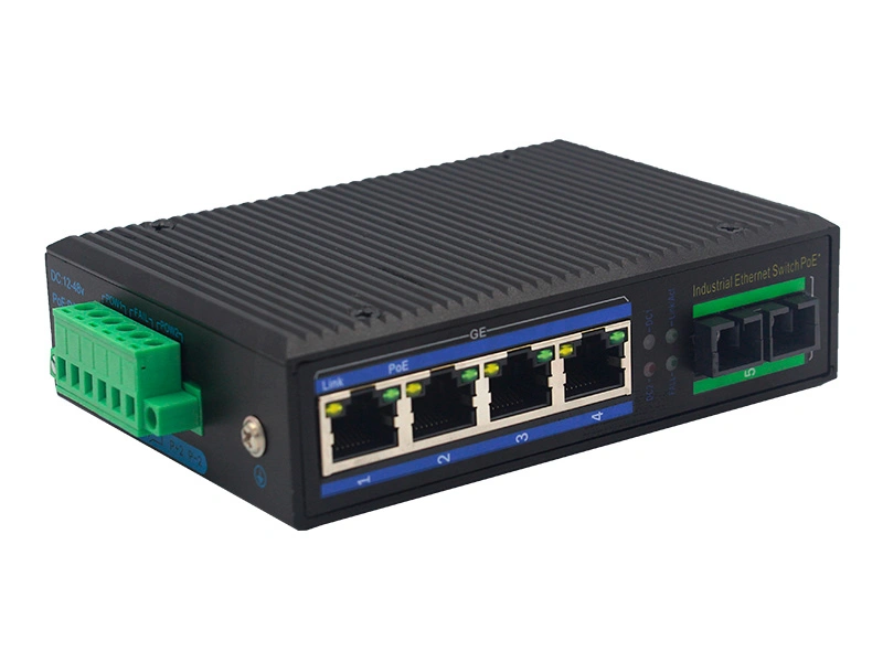 WIFI 1 Gigabit Optical Port + 4 RJ45 Ports Gigabit PoE Unmanaged Industrial PoE Ethernet Switch